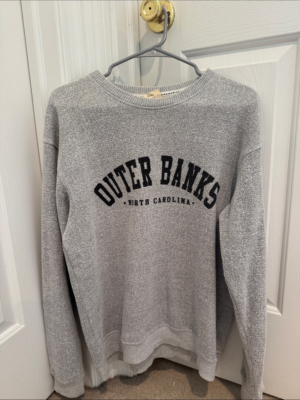Pacifica Cream and Gray Knit Sweatshirt Label Detail